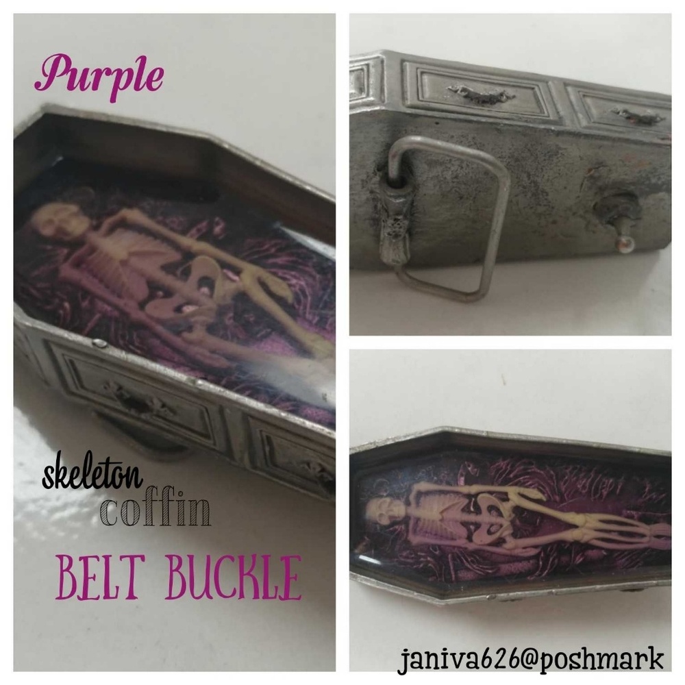 Purple skeleton coffin buckle
